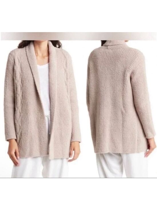 Barefoot Dreams Sweaters - NWT Barefoot Dreams CozyChic Cabin Cable Cardigan 3X Taupe